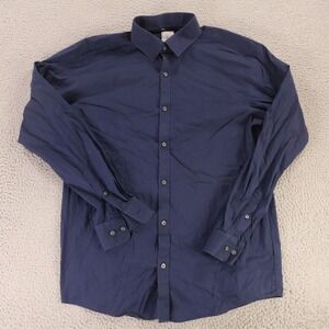 Lindbergh Shirt Mens 2XL 45/46 Blue Cotton Button Up Long Sleeve‎ Casual
